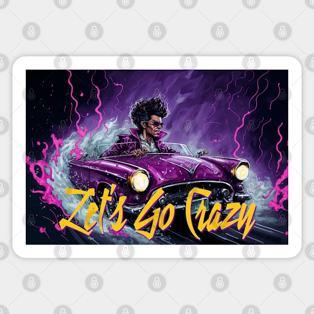 80's Lets Go Crazy Sticker by Time Travelers Nostalgia